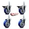 Service Caster 4'' Blue Polyurethane Wheel Swivel 3/4'' Square Stem Caster Set 2 Brakes, 4PK SCC-SQ20S414-PPUB-BLUE-PLB-34-2-S-2 - alternate 2